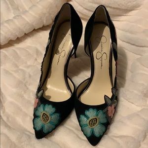 Jessica Simpson heels multi colored embroidery